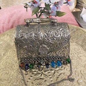 Antique engraved Silver Full Handmade Floral bag
